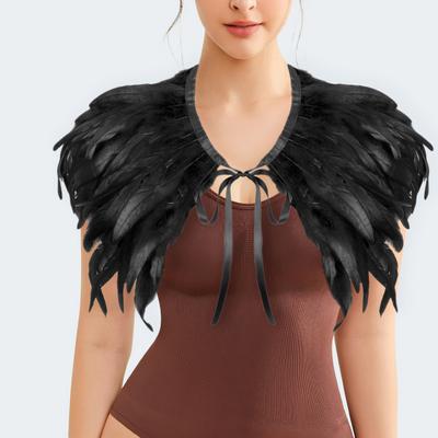 Feather Shawl Bright Color Halloween Parties Cloak Wear As Skirt or Shawl Gothic Style Shawl with Lace-Up Ribbon Costume Accessory