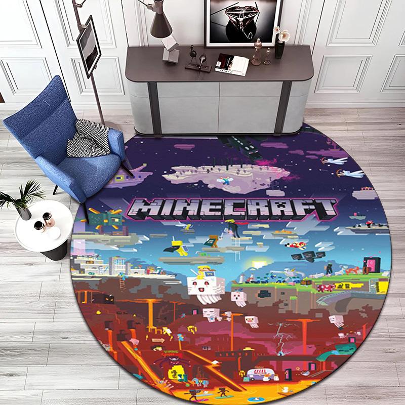 Sandbox Electronic Xbox Games Minecraft Circular Carpet Household Goods Decoration Anti Slip Home Table and Chair Mat Aisle Door Mat Carpet D11
