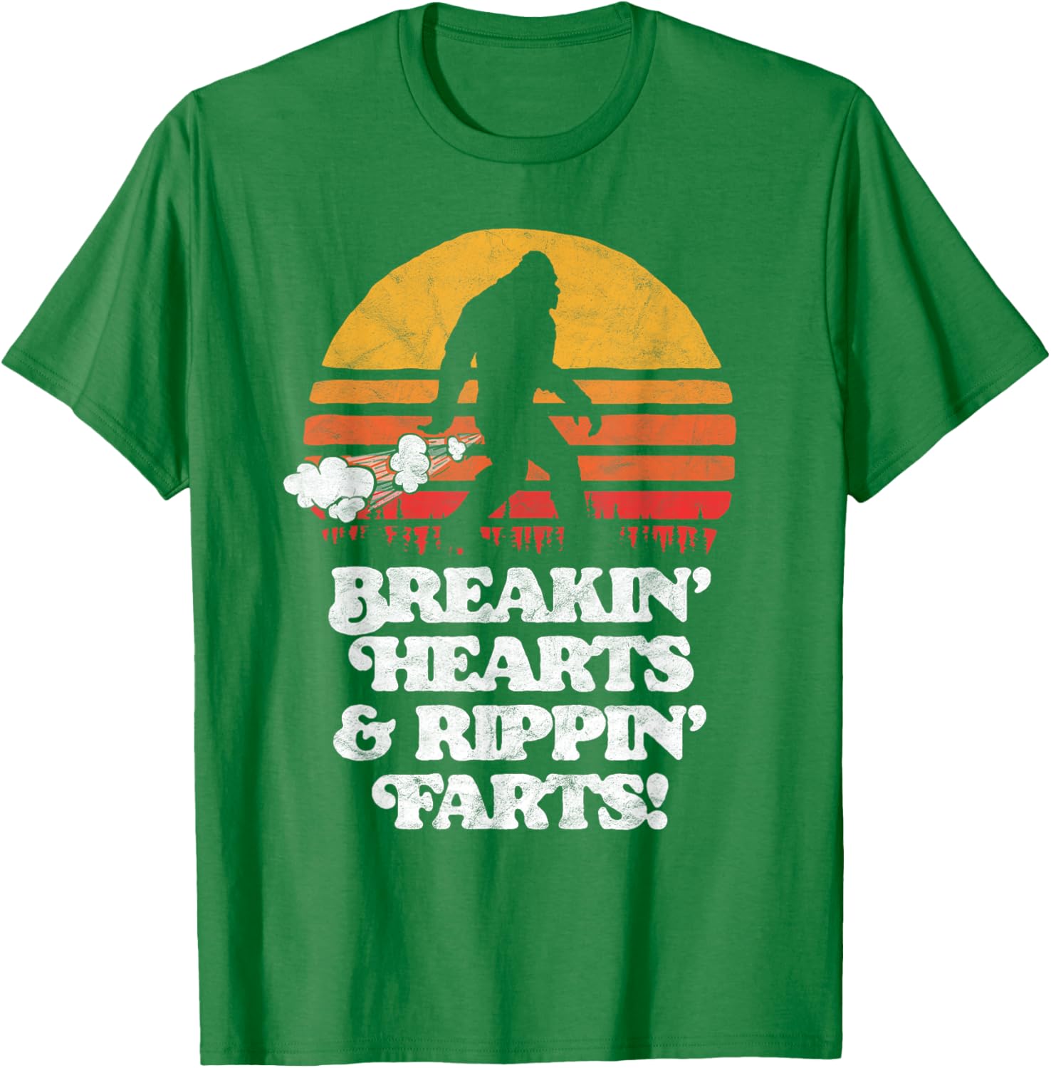 Sasquatch Breakin Hearts  Rippin Farts Funny Sunset Bigfoot TShirt 100 Cotton ONeck Short Sleeve Summer Casual Mens Tshirt S
