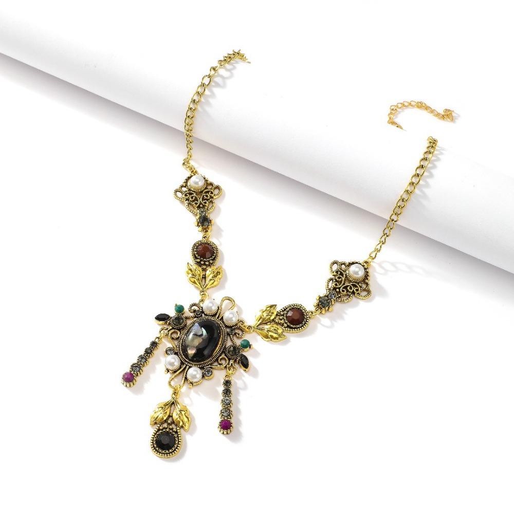 Pendant Ethnic Style Forehead Chain Bohemia Rhinestone Necklace Women Ethnic Tassel Necklace  Gifts