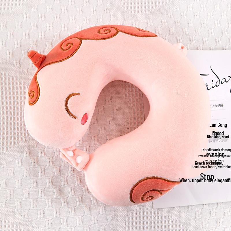 Cartoon Memory Foam U-Shaped Neck Pillow for Travel and Office