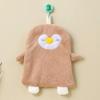 Cartoon Embroidered Coral Fleece Hand Towel with Strong Water Absorption, Thickened Hanging Style for Kitchen Use.