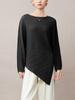 Women's Irregular Long-Sleeve T-Shirt - 2025 Autumn Style, Loose Fit, Slimming, Split & Pleated Base Layer.