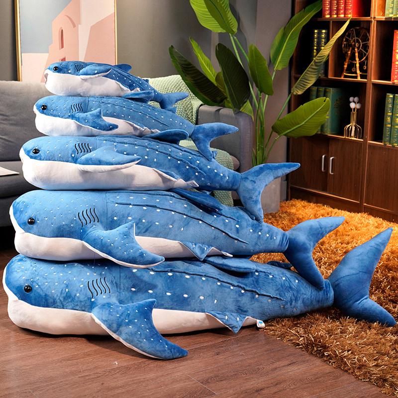 150cm Large Size Soft Shark Plush Toy Big Creative Blue Whale Stuffed Soft Shark Sea Fish Plush Pillow Lovely Children Baby Doll