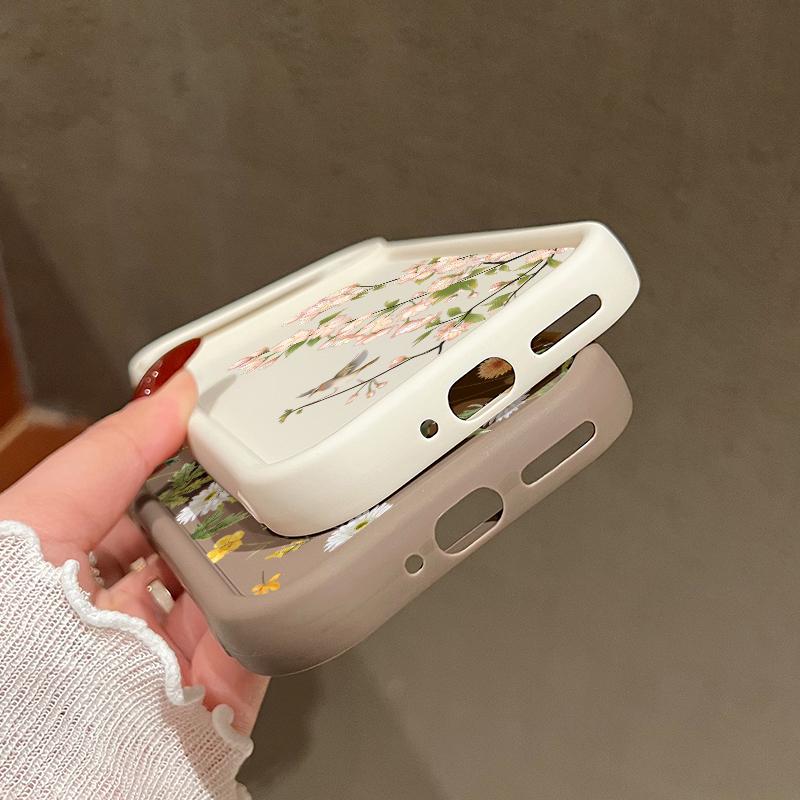 Simple Floral Print TPU Soft Solid Color Phone Case For Google Pixel 9 Pro XL 8 Pro 8A Lens Protection Shockproof Matte Bumper Cover
