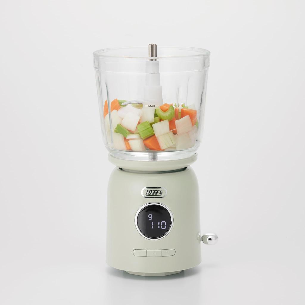 Toffy K-CH2 Rechargeable Multi-Food Processor with Scale (Ash White)