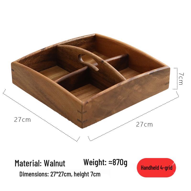 Walnut Wood Dessert Tray: Fruit, Nuts, Snacks & Tea Plate