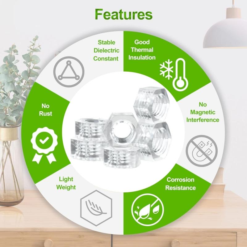 10/50pcs Acrylic Transparent Hexagon Nut M2.5 M3 M4 M5 M6 Clear Nylon Plastic Metric Hex Nuts Hardware