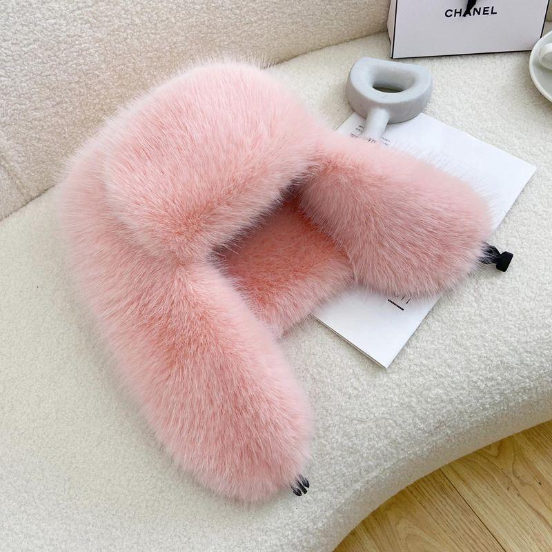 Children's warm windproof hat imitation fur fox hair snow hat ear protection hat men's winter dome cold protection