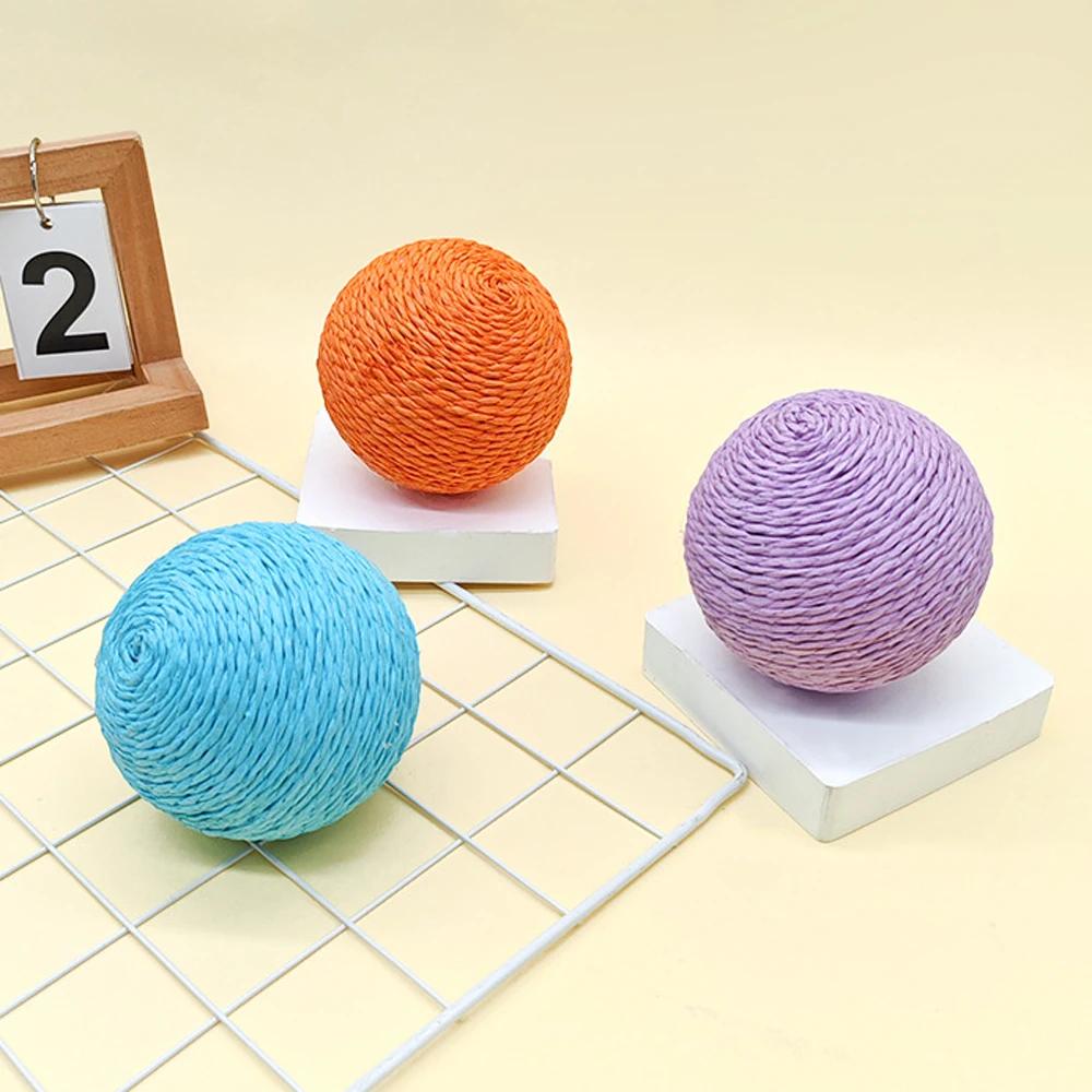 10cm Cat Ball Interactive Sisal Cat Scratching Ball Toy For Kitten Teeth Cleaning Anti Bite Cat Ball Sounding Toy Pet Supplies