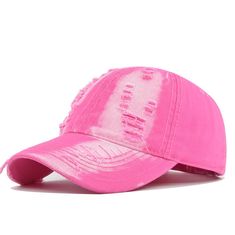 Solid Color Baseball Cap With Curved Brim Washed Cotton Sun Hat