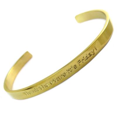[P3918] - Handgefertigtes Stahlarmband 'Messages' (Thank the stars - it's Friday!) gold - 5 mm