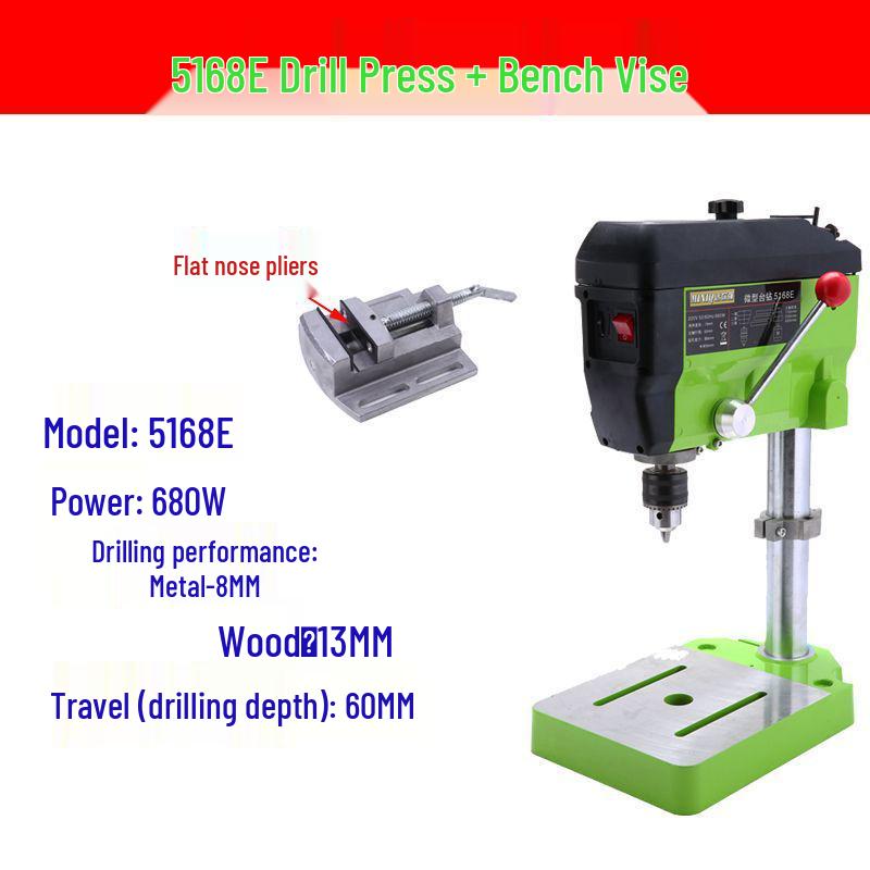 Compact Multi-Functional Precision Bench Drill for Woodworking and Crafts