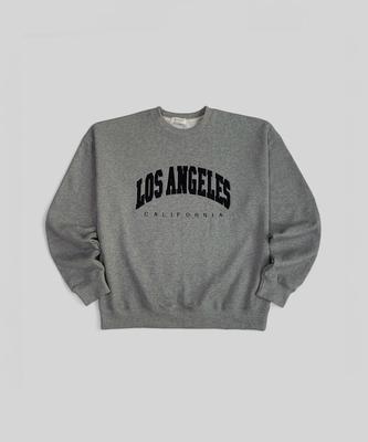 VANESSA 650G Los Angeles Applique Embroidery Sweatshirt_Melange Grey