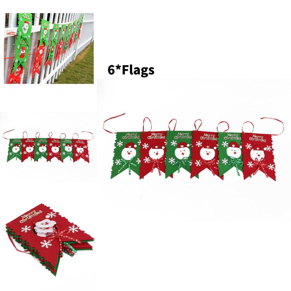 Christmas Celebration Santa Claus Pattern Banner Set With Nonwoven Fabric For Festive Wall Decor
