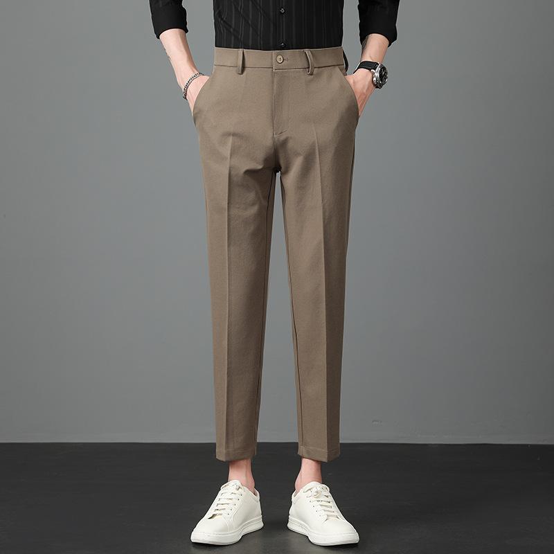 Nine-point Light Luxury Men's Casual Small Trousers Autumn New Elastic Elastic Waist Young Men's Trousers