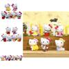 6pcs Hello Kitty Angel Bow Series Mini Model Ornament Set For Desk Decor And Gift Souvenirs