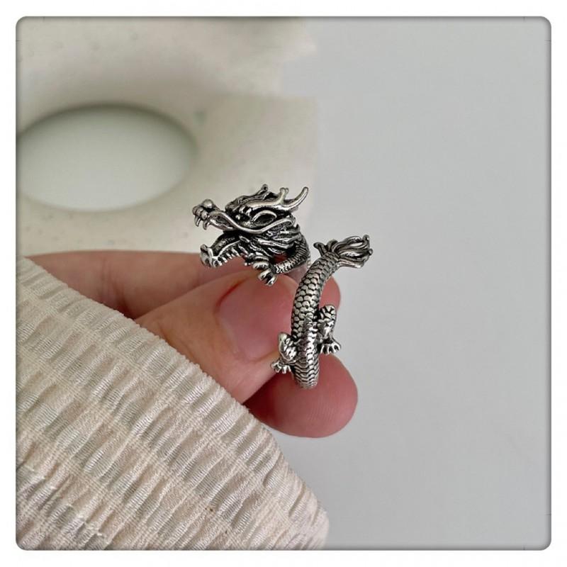 Adjustable Dragon Ring Men Plated Vintage Style Finger Unisex Animal Motif Statement Jewelry