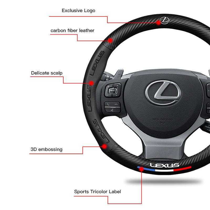38CM Anti Slip Car Steering Wheel Cover Carbon Fibre Texture For Lexus F-SPORT ES RX NX LS UX LM LX GX LC RZ IS CT GS RC HS SC