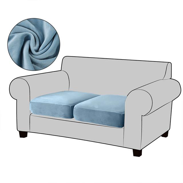 White Velvet Sofa Seat Cushion Cover Elastic For Living Room Corner Couch Cover Stretch Sofas Case Seat Slipcover 1 2 3 4 Seater for Home