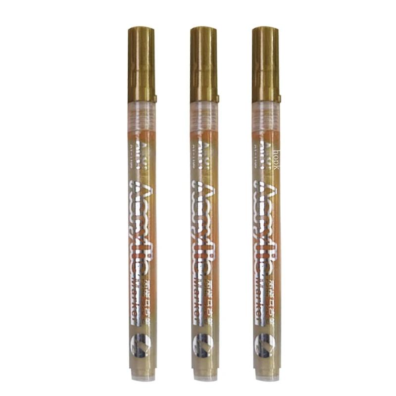 3Pcs/set White Acrylic Paint Pen for Rock Painting, Stone, Ceramic, Glass, Wood, Tire, Fabric Metal, Canvas Extra-fine Tip Black