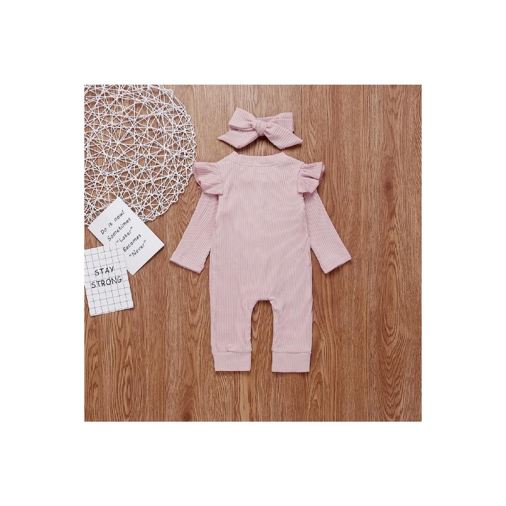 Kombinezon dla niemowląt z długim rękawem i knotem, wykonany w 100% z bawełny