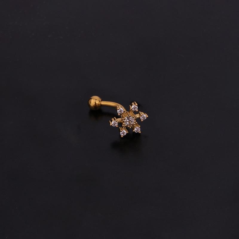 Stainless Steel Zircon Eyebrow Studs: 1.2x6/8mm Curved Rod Cochlear Design