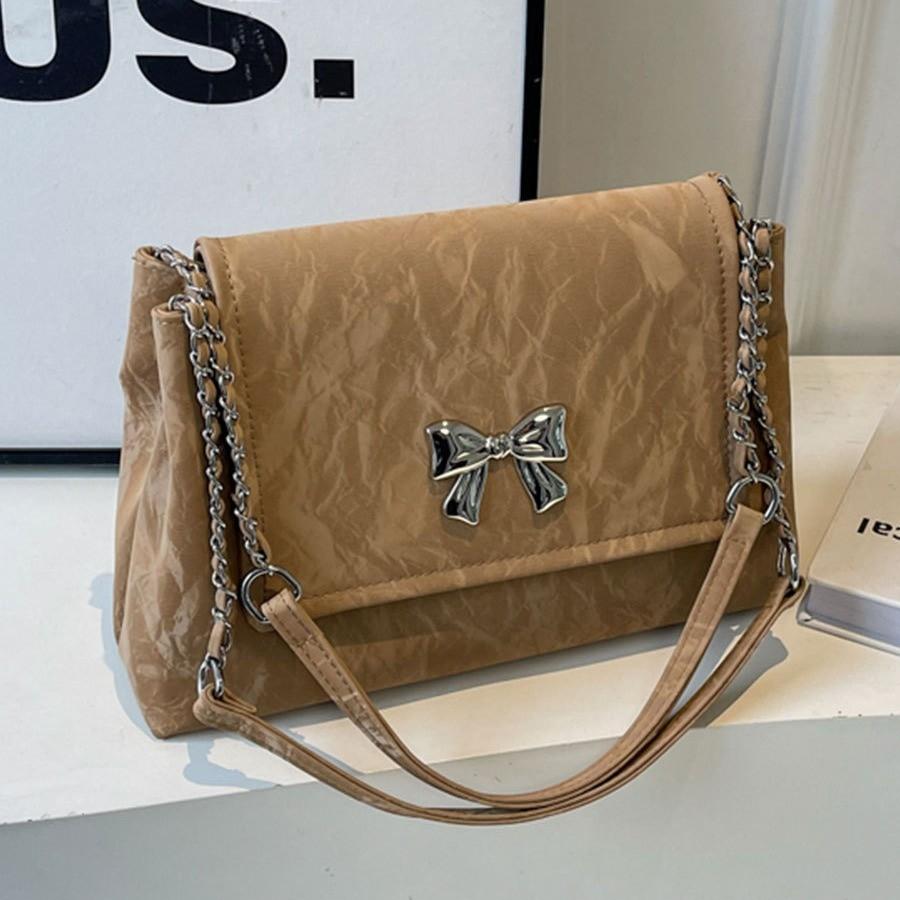 2024 New Spring Korean Style Large Capacity Butterfly Bow Chain Underarm Tote Bag Women's Bag