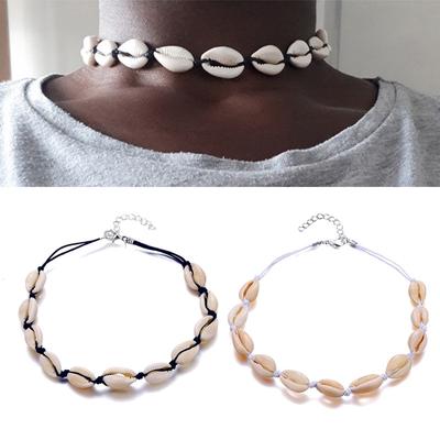 Trendy Fashion Rope Chain Seashell Choker Necklace Women Collar Necklace Summer Beach Shell Jewelry