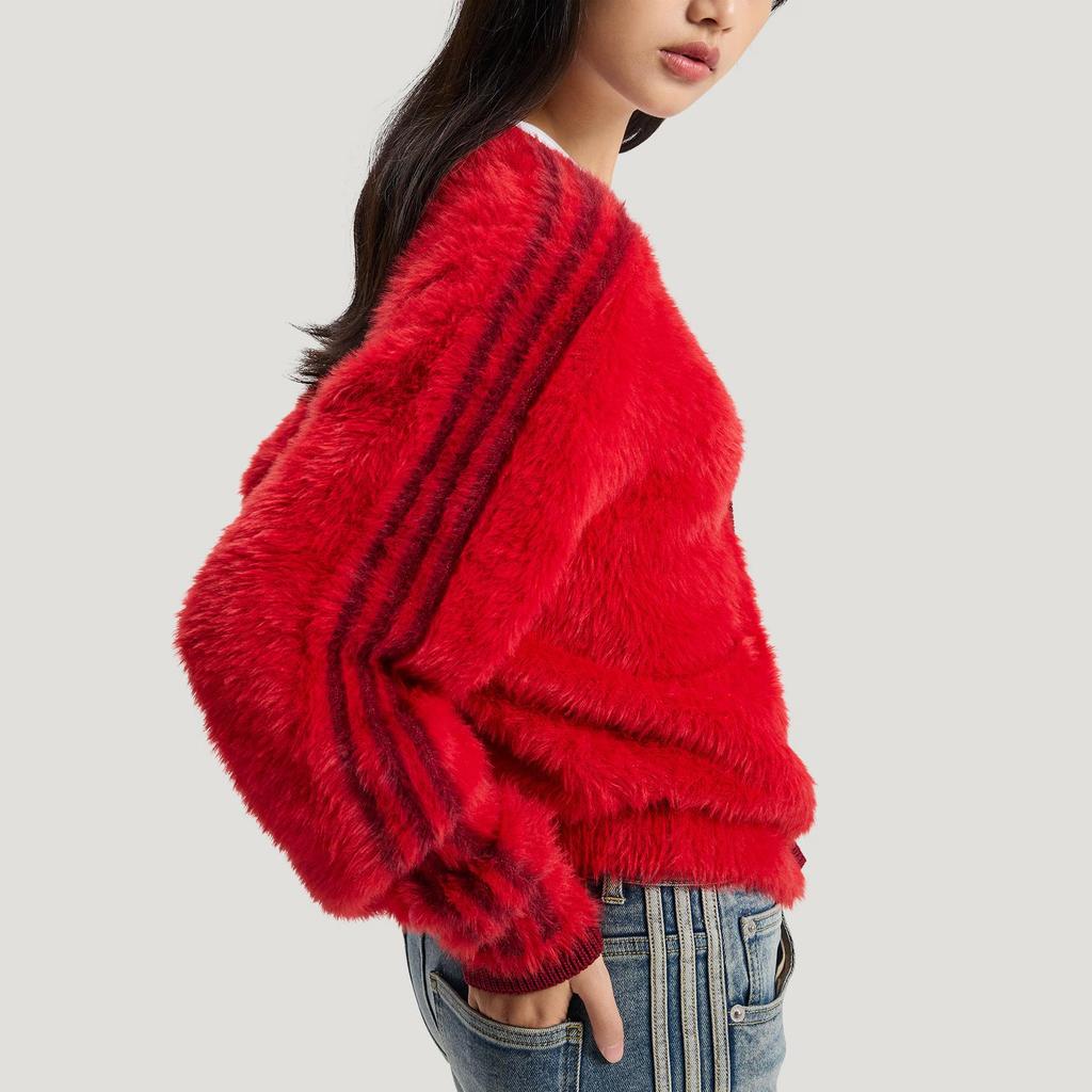 Adidas Originals CNY Knit Cardigan V-Neck Casual Outerwear Women Red KT3171