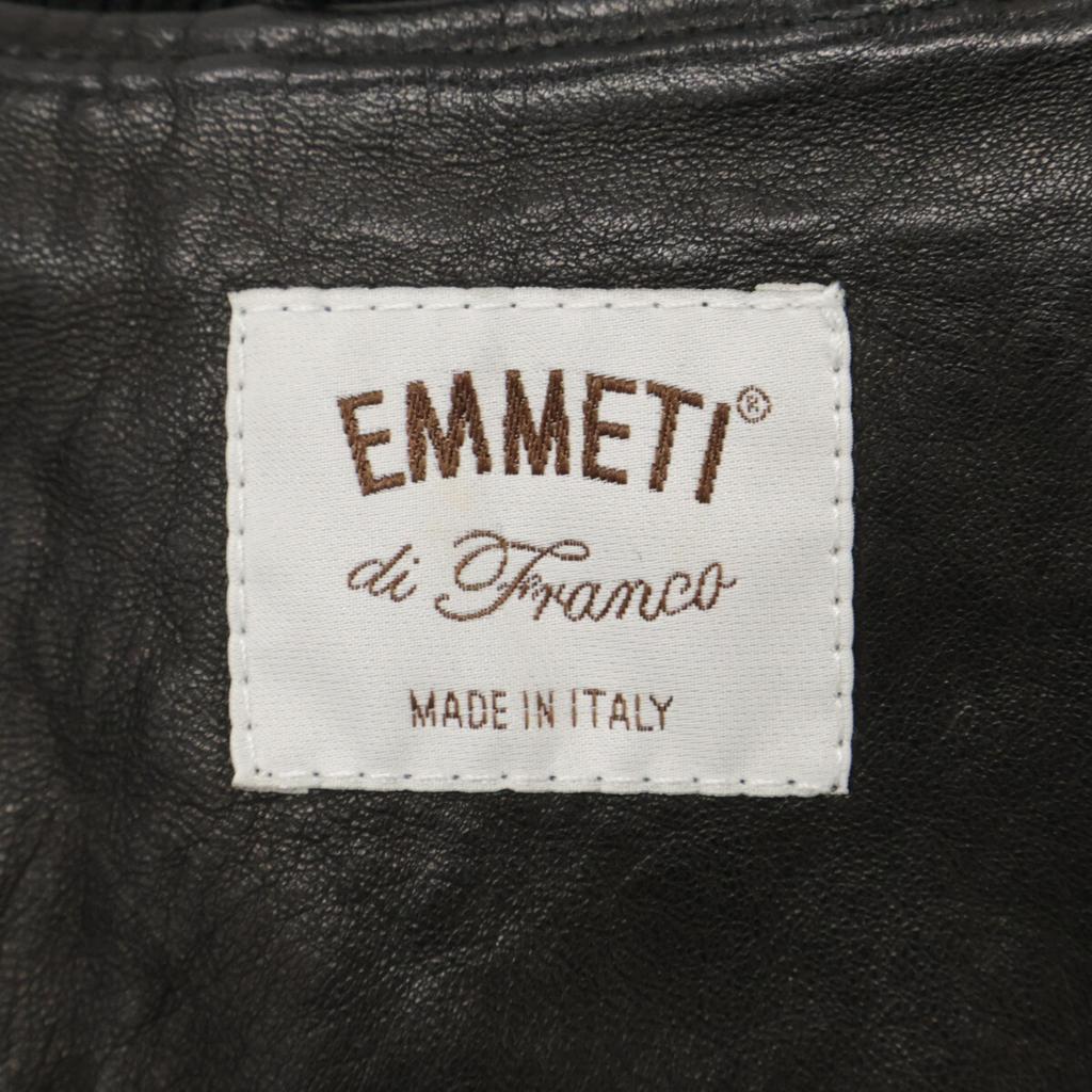 EMMETI ELIOT/Elliot Lamb Leather x Mouton Boa Switch Zip-Up Blouson Jacket 48 blackUsed