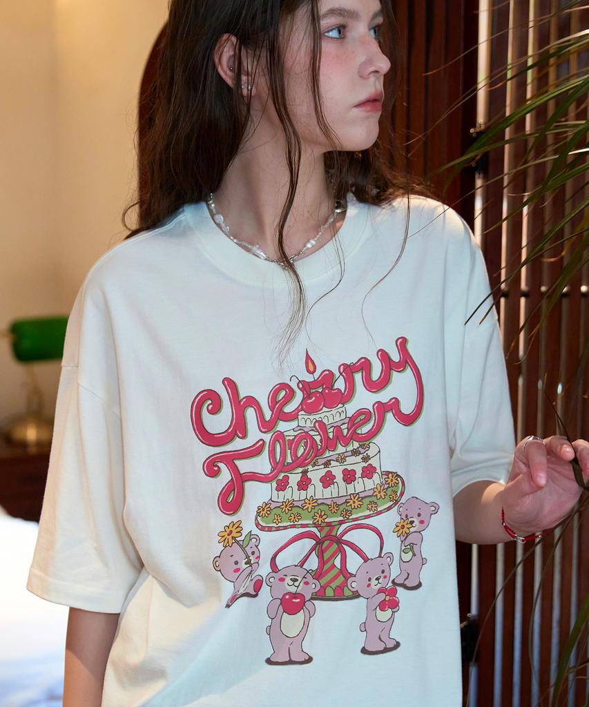 CPGN STUDIO Teddy'S Cake Short-Sleeve T-Shirt Cream