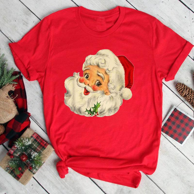 Women's Christmas Collection Printed Plus Size Trendy Letter Pure Cotton Short Sleeved T-Shirts Women’s