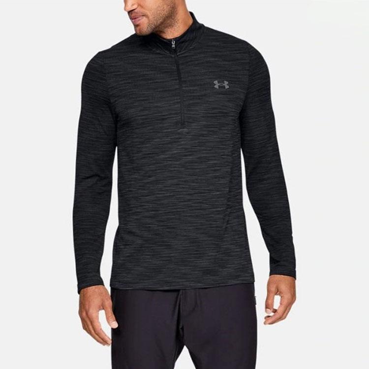 Under Armour Casual Sports Stand Collar Half Zip Long Sleeve T-Shirt Men Tops Black 1325632-001