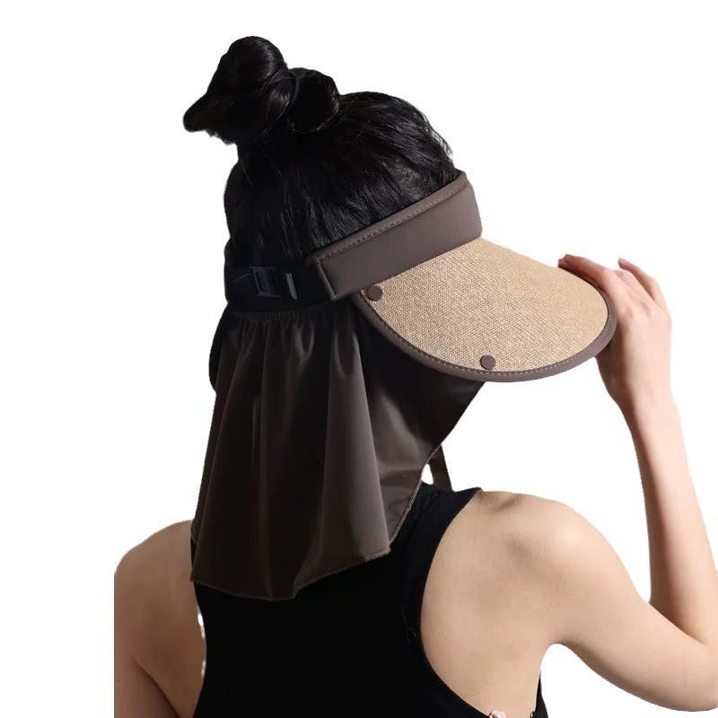 Sunscreen Hat Women's New Summer Widened Brim Empty Top Hat Outdoor Sports Wrap-around UV Protection Sun Hat