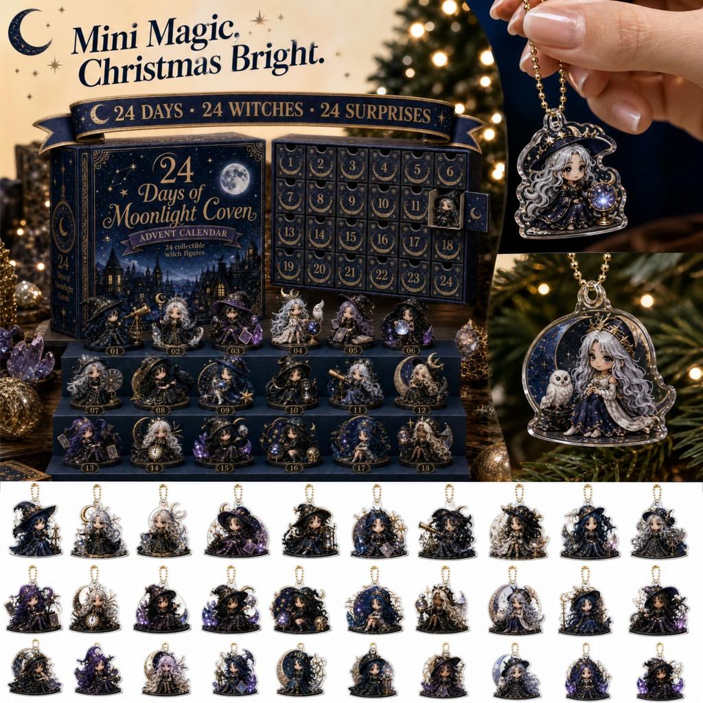 Christmas Advent Calendar with Ornaments - Countdown Gift In Acrylic Display Box for Holiday Decoration