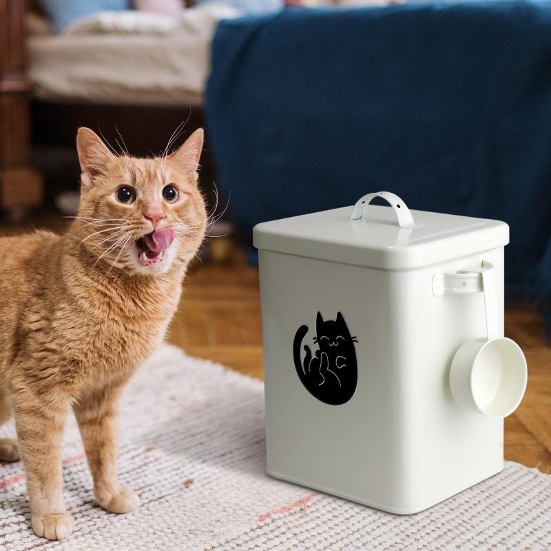 Katzenfutter Aufbewahrungseimer Hundefuttereimer Versiegelte feuchtigkeitsgeschützte Aufbewahrungsbox Metall Haustier Snack Aufbewahrungseimer