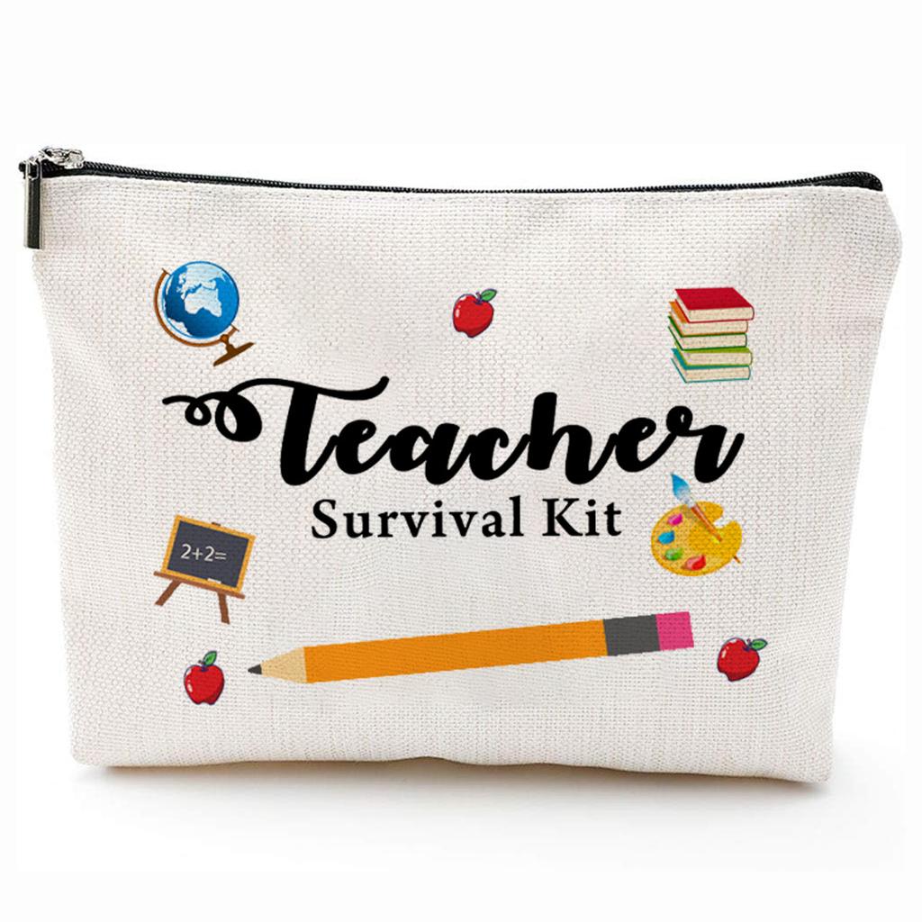Teacher Gifts Teacher Appreciation Gifts Thank You Teacher Gift Bags Zipper Cosmetic Makeup Bag Canvas Pencil Pouch