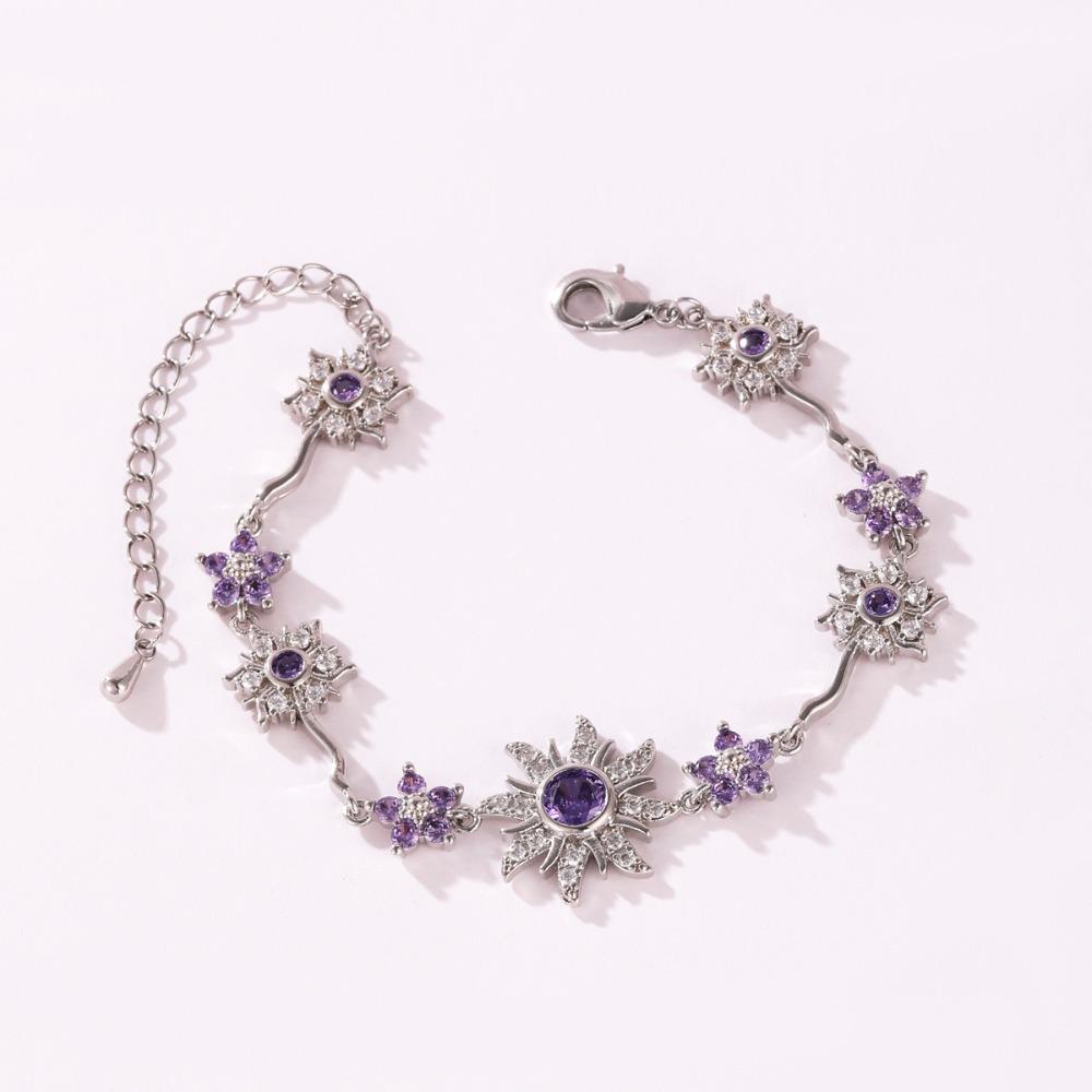 Sparkling Octagram Crystal Bracelet Adjustable Rhinestone Bangle Sunflower Bracelet  Wedding