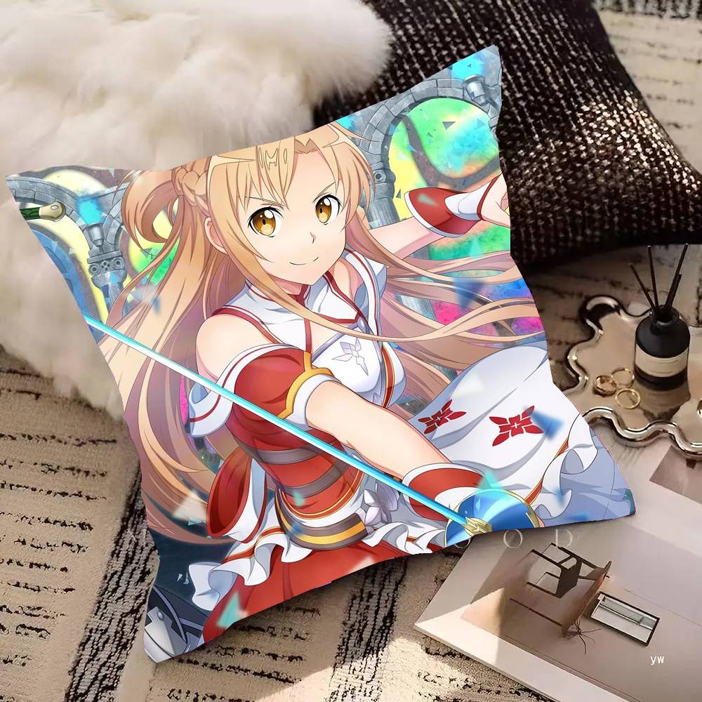 Asuna Animation S-Word A-Art O-Online Pillow Case Fashion Square Pillowcase Bedroom Sofa Room Ins Decoration Leisure