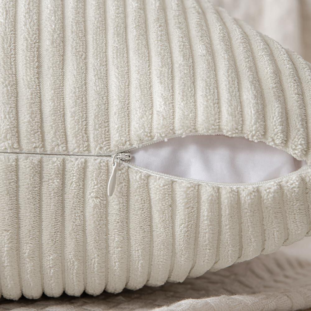 Simple Style Polyester Cushion Cover Stripe Pillow Cover White Beige Pink Solid Color Pillowcase for Sofa Living Room Home Decor