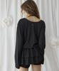 Lense Frill Layered Long Sleeve Charcoal