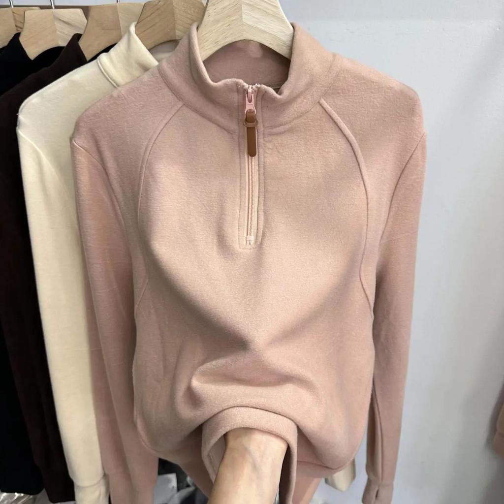 Plus Size Women Half Turtleneck Fleece Lined Warm Base Layer Top For Autumn Winter