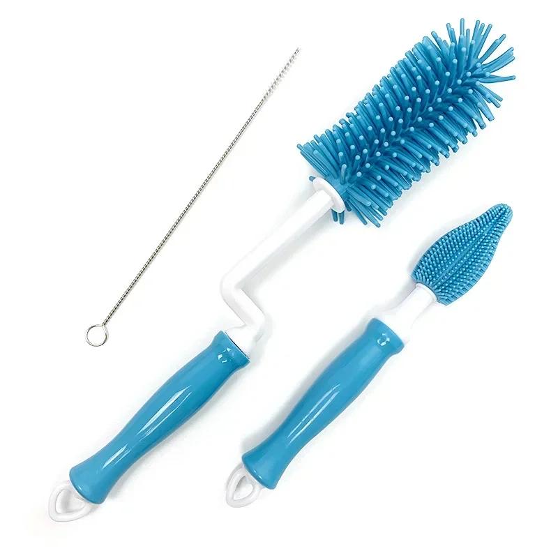 Silicone Bottle Cleaning Brush Baby Pacifier Straw Scrubber Food Grade Material 360 Degree Glass Washing Kitchen Cleaning Tool