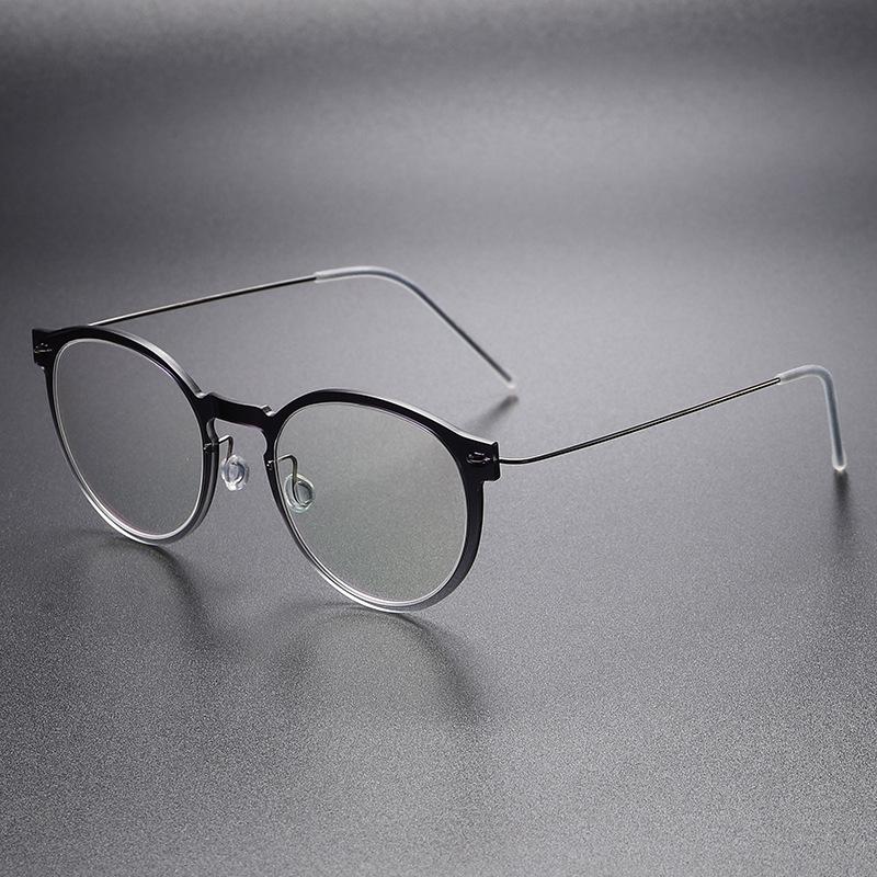 Ultra-Light Pure Titanium Eyeglasses Frame with Transparent Nylon for Myopia – Fashionable and Versatile Design (Model 6603)