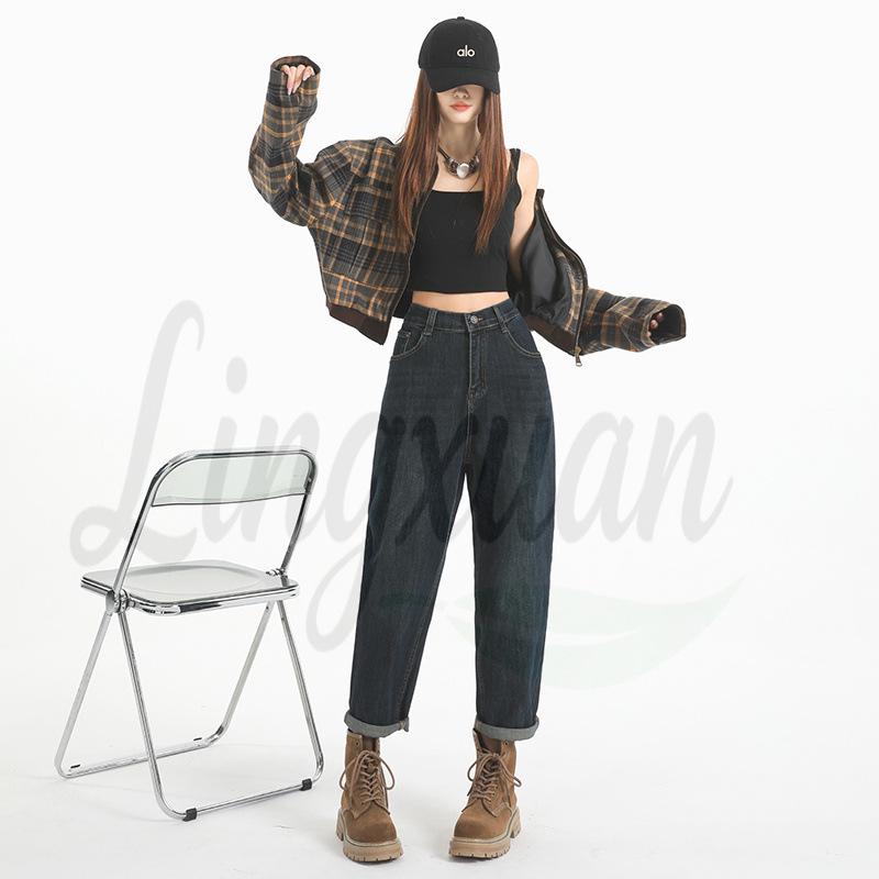 

Unisex Cropped Wide-Leg Jeans: New Autumn Style, Plus Size, Slimming Fit for Pear-Shaped Figures S чёрный/золотой