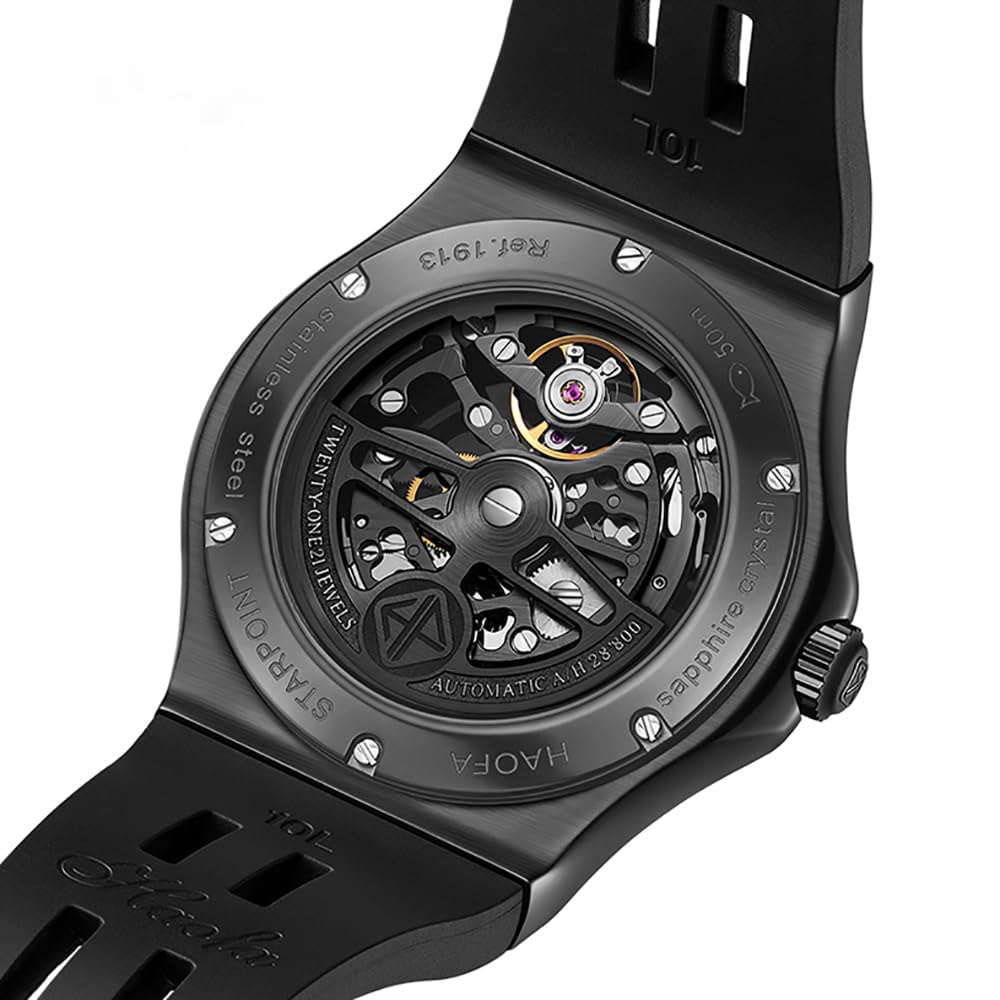 HAOFA Men's Skeleton Automatic Watch with 80-Hour Power Reserve, Hollow Dial, Luminous Design, Waterproof, and a Great Gift for Men