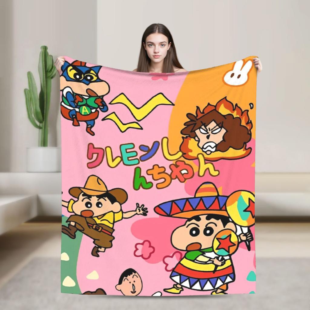 Crayon Shin chan Cartoon Decke Flanell Frühling Herbst Multifunktion Super Weich Überwurfdecken für Sofa Auto Bettwäsche Überwürfe