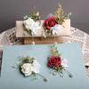 Silk Cloth Wedding Boutonniere Artificial Party Decoration Rose Flower Brooch Flower Buttonhole Corsage Wedding Decoration