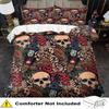 Skull Flower Pattern 3D Print Duvet Cover Halloween Gothic Style Bedding Set Pillowcase Polyester Soft Comfortable Quilt Cover